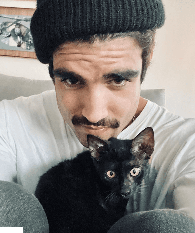 Caio Castro apareceu com gato de Grazi Massafera (Foto: Reprodução) Caio Castro apareceu com gato de Grazi Massafera (Foto: Reprodução)