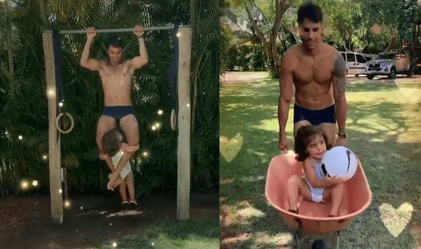 Daniel Cady malhando e ao mesmo tempo brincando com a filha (Foto: Reprodução) Ivete Sangalo Daniel Cady malhando e ao mesmo tempo brincando com a filha (Foto: Reprodução) Ivete Sangalo