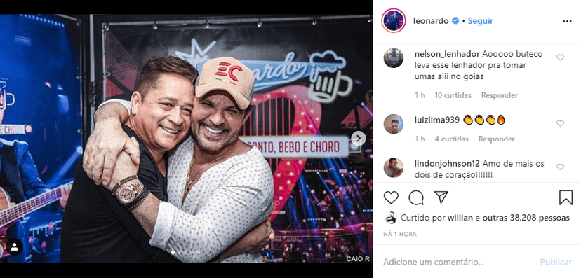 Leonardo falou sobre a relação com Eduardo Costa Leonardo falou sobre a relação com Eduardo Costa