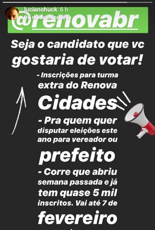 Luciano Huck tem investido em publicações sobre política em seu perfil (Foto: Reprodução/ Instagram) Luciano Huck tem investido em publicações sobre política em seu perfil (Foto: Reprodução/ Instagram)