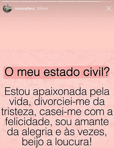 Grazi Massafera compartilha mensagem sobre seu estado civil (Foto: Reprodução)