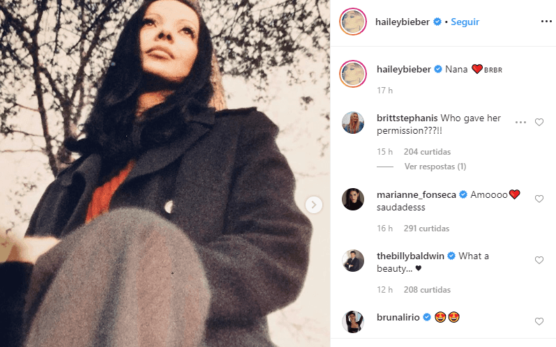 Hailey Bieber, mulher de Justin, mostrou parentesco com brasileira (Foto: Reprodução/ Instagram) Hailey Bieber, mulher de Justin, mostrou parentesco com brasileira (Foto: Reprodução/ Instagram)