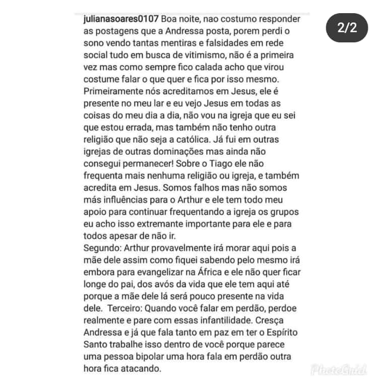 Juliana Soares abriu o jogo nas redes sociais (Foto: Reprodução/Instagram) Juliana Soares abriu o jogo nas redes sociais (Foto: Reprodução/Instagram)
