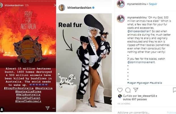 Khloé Kardashian é detonada por fã após posicionamento sobre os incêndios na Austrália (Foto: Reprodução / Instagram) Khloé Kardashian é detonada por fã após posicionamento sobre os incêndios na Austrália (Foto: Reprodução / Instagram)
