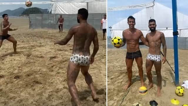 De férias, Gabigol joga futevôlei de sunga e volume chama atenção. Foto: Reprodução/Instagram De férias, Gabigol joga futevôlei de sunga e volume chama atenção. Foto: Reprodução/Instagram
