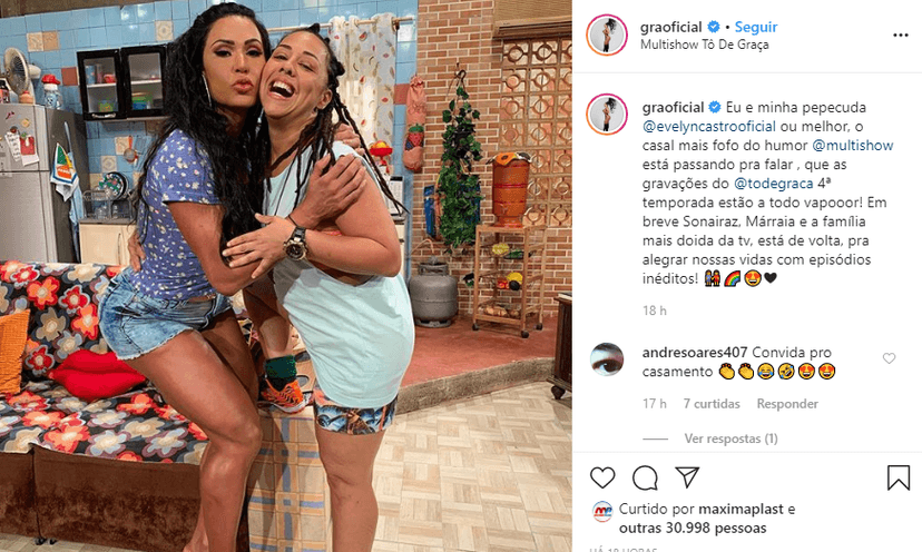 Gracyanne Barbosa se declarou para bonitona (Foto: Reprodução/ Instagram) Gracyanne Barbosa se declarou para bonitona (Foto: Reprodução/ Instagram)