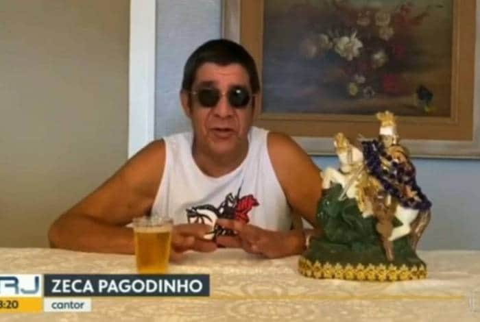 O cantor Zeca Pagodinho adora uma cervejinha gelada em qualquer hora do dia (Foto: Reprodução / Bom Dia Rio) O cantor Zeca Pagodinho adora uma cervejinha gelada em qualquer hora do dia (Foto: Reprodução / Bom Dia Rio)