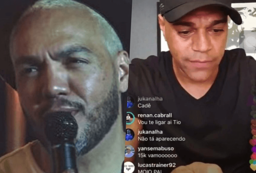 Ao vivo, Denilson cobrou dívida de 5 milhões de Belo (Foto montagem: TV Foco) Ao vivo, Denilson cobrou dívida de 5 milhões de Belo (Foto montagem: TV Foco)