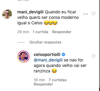 Celso Portiolli rebateu comentário de seguidor (Foto: Reprodução) Celso Portiolli rebateu comentário de seguidor (Foto: Reprodução)