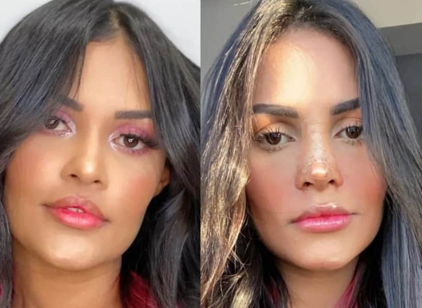 O antes e depois da cantora Flayslane - Foto: Montagem O antes e depois da cantora Flayslane - Foto: Montagem