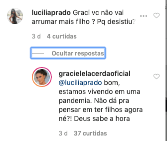 Graciele Lacerda explicou o motivo de adiar a sua gravidez (Foto: Reprodução/Instagram) Graciele Lacerda explicou o motivo de adiar a sua gravidez (Foto: Reprodução/Instagram)