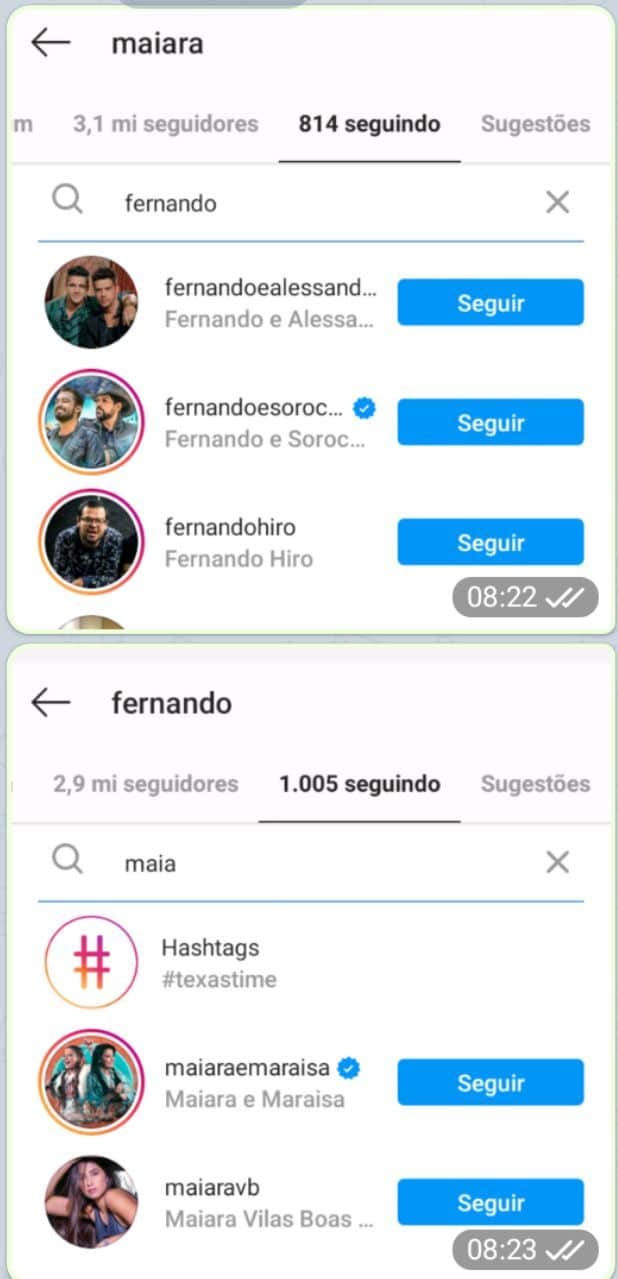 Maiara e Fernando deixaram de se seguir no Instagram (Foto: Reprodução/ Instagram) Maiara e Fernando deixaram de se seguir no Instagram (Foto: Reprodução/ Instagram)