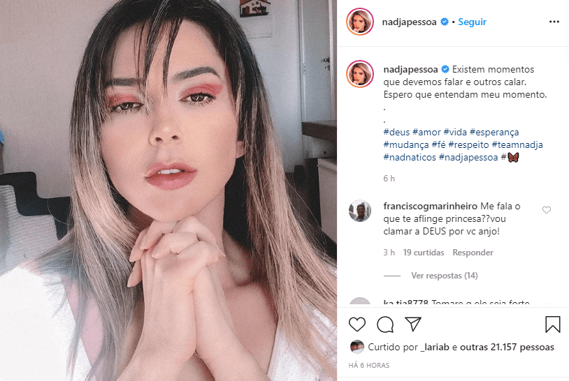 Nadja Pessoa reapareceu e fez textão após fim com D'Black e sumiço (Foto: Reprodução/ Instagram) Nadja Pessoa reapareceu e fez textão após fim com D'Black e sumiço (Foto: Reprodução/ Instagram)