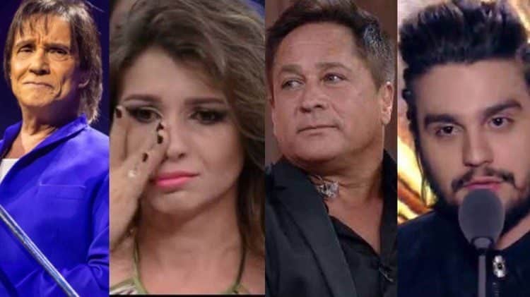 Paula Fernandes já teve o nome envolvido em polêmicas com Roberto Carlos, Leonardo e Luan Santana (Montagem: TV Foco) Paula Fernandes já teve o nome envolvido em polêmicas com Roberto Carlos, Leonardo e Luan Santana (Montagem: TV Foco)
