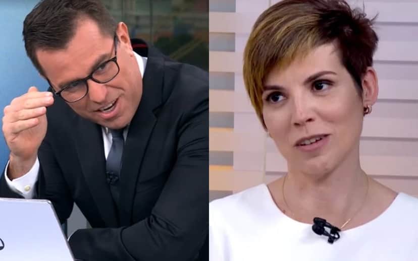 Rodrigo Bocardi e Glória Vanique se confundiram ao vivo na Globo (Foto: reprodução/Globoplay) Rodrigo Bocardi e Glória Vanique se confundiram ao vivo na Globo (Foto: reprodução/Globoplay)