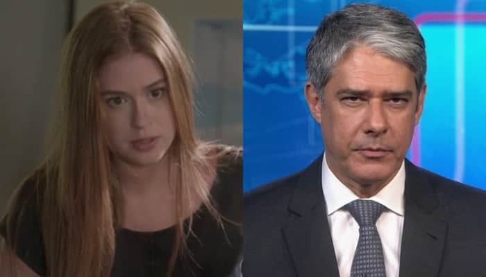 Marina Ruy Barbosa (Eliza) em Totalmente Demais e William Bonner no Jornal Nacional; novela deu mais audiência que noticiário e encostou em Fina Estampa (Foto: Reprodução/Globo) Marina Ruy Barbosa (Eliza) em Totalmente Demais e William Bonner no Jornal Nacional; novela deu mais audiência que noticiário e encostou em Fina Estampa (Foto: Reprodução/Globo)