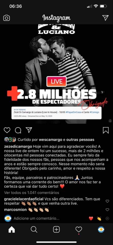 Graciele Lacerda comentou em postagem do noivo (Reprodução) Graciele Lacerda comentou em postagem do noivo (Reprodução)