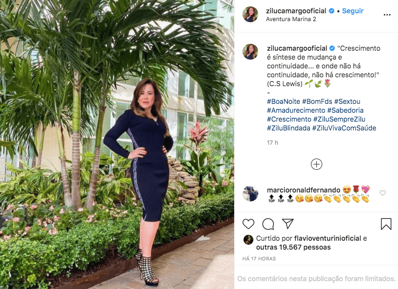 A famosa empresária e ex-mulher do cantor sertanejo Zezé Di Camargo, ZIlu voltou a chamar a atenção dos internautas (Foto: Reprodução/Instagram) A famosa empresária e ex-mulher do cantor sertanejo Zezé Di Camargo, ZIlu voltou a chamar a atenção dos internautas (Foto: Reprodução/Instagram)