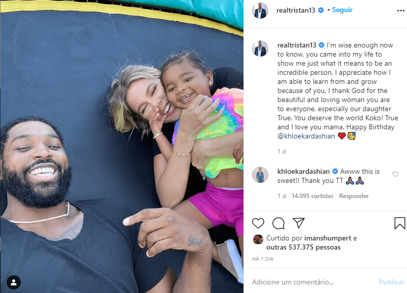 Mensagem compartilhada por Tristan Thompson no Instagram (Foto: Reprodução) Mensagem compartilhada por Tristan Thompson no Instagram (Foto: Reprodução)