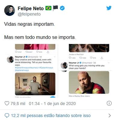 Publicação de Felipe Neto (Foto: Reprodução/Twitter) Publicação de Felipe Neto (Foto: Reprodução/Twitter)