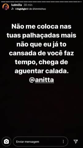Ludmilla soltou os cachorros para cima de Anitta (Reprodução) Ludmilla soltou os cachorros para cima de Anitta (Reprodução)