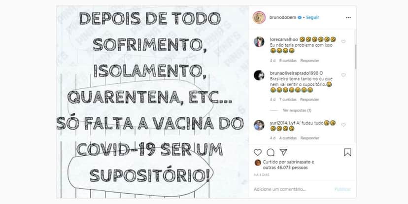 Bruno divertiu o público nas redes sociais (Foto: Reprodução/Instagram) Bruno divertiu o público nas redes sociais (Foto: Reprodução/Instagram)
