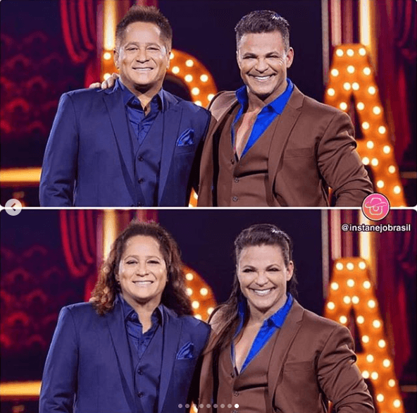 Eduardo Costa e Leonardo surgiram em versão feminina em mudança feita por app (Reprodução: Instagram) Eduardo Costa e Leonardo surgiram em versão feminina em mudança feita por app (Reprodução: Instagram)