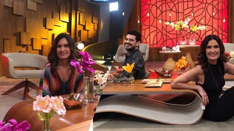 Bernardes ao lado de seu colega de Encontro, o jornalista Andre Curvello (Montagem: TV Foco) Bernardes ao lado de seu colega de Encontro, o jornalista Andre Curvello (Montagem: TV Foco)