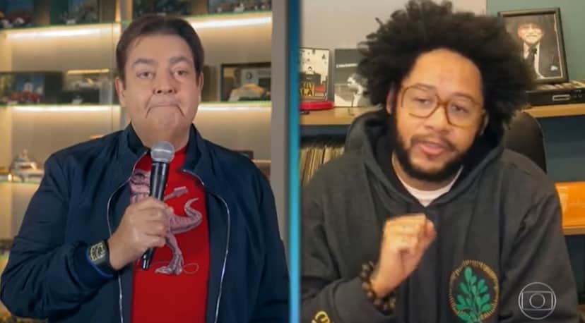 Faustão bateu papo com Emicida na Globo - Foto: Reprodução Faustão bateu papo com Emicida na Globo - Foto: Reprodução