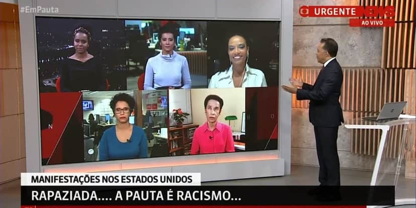 Heraldo Pereira no comando da edição histórica do programa Em Pauta que debateu sobre racismo (Foto: Reprodução/Globo News) Heraldo Pereira no comando da edição histórica do programa Em Pauta que debateu sobre racismo (Foto: Reprodução/Globo News)