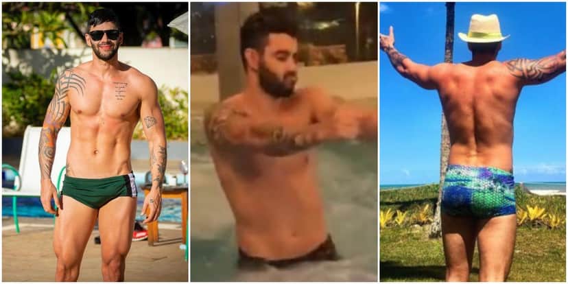 O sertanejo Gusttavo Lima tem o corpo musculoso resultado de uma rotina de exercícios físicos (Reprodução)