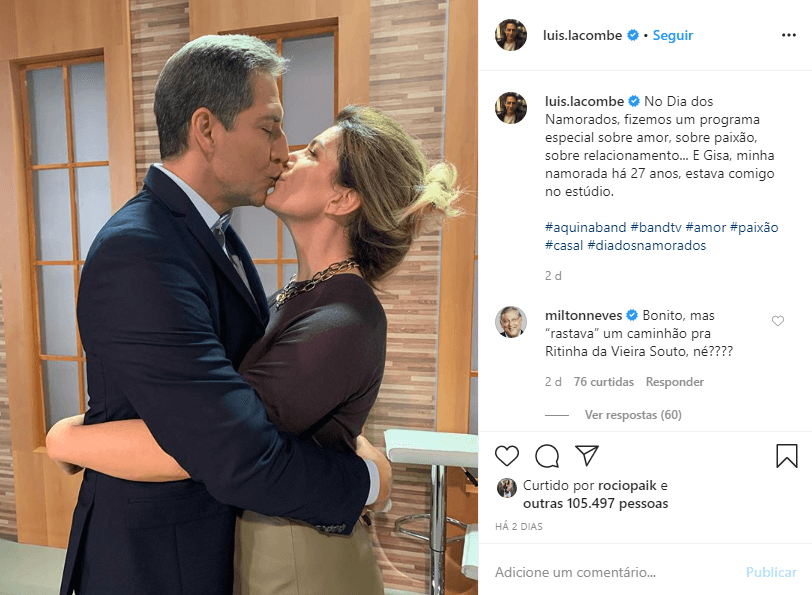 Lacombe voltou a ser exposto em caso com mulher que não é a sua esposa (Foto: Reprodução) Lacombe voltou a ser exposto em caso com mulher que não é a sua esposa (Foto: Reprodução)