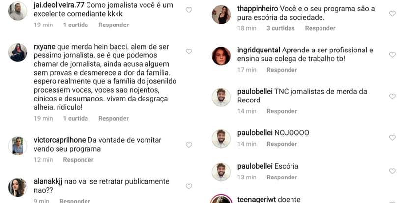 Luiz Bacci foi duramente criticado em seu Instagram (Foto: reprodução) Luiz Bacci foi duramente criticado em seu Instagram (Foto: reprodução)