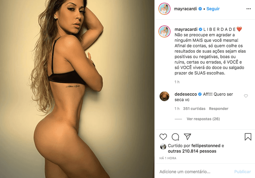 A famosa empresária e ex-mulher de Arthur Aguiar, da Globo, Mayra Cardi deixou os seus seguidores de queixo caído após compartilhar foto sem calcinha nas redes sociais (Foto: Reprodução/Instagram) A famosa empresária e ex-mulher de Arthur Aguiar, da Globo, Mayra Cardi deixou os seus seguidores de queixo caído após compartilhar foto sem calcinha nas redes sociais (Foto: Reprodução/Instagram)