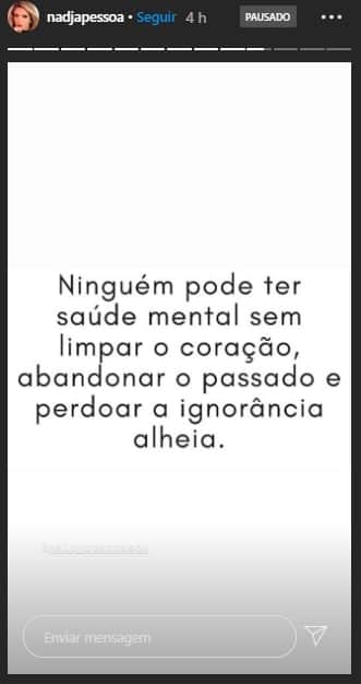 Nadja Pessoa desabafou sobre momento atual (Foto: reprodução/Instagram) Nadja Pessoa desabafou sobre momento atual (Foto: reprodução/Instagram)