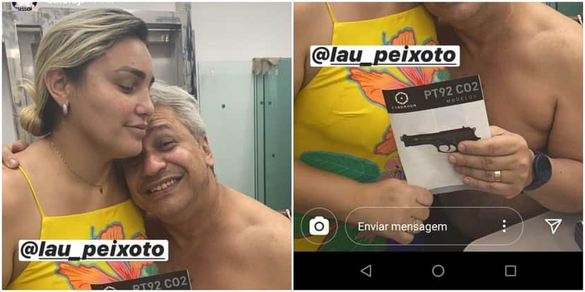 Apresentador ganha arma (Foto: Instagram) Apresentador ganha arma (Foto: Instagram)