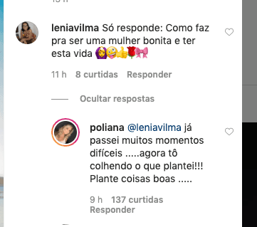 Poliana Rocha, esposa de Leonardo e mãe de Zé Felipe, respondeu internauta (Reprodução) Poliana Rocha, esposa de Leonardo e mãe de Zé Felipe, respondeu internauta (Reprodução)