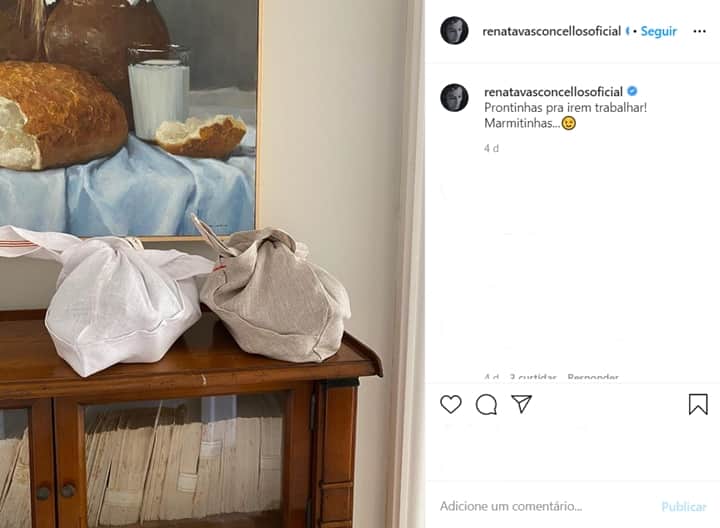 Renata Vasconcellos mostrou as marmitas que prepara para levar para a Globo. (Foto: Reprodução/Instagram) Renata Vasconcellos mostrou as marmitas que prepara para levar para a Globo. (Foto: Reprodução/Instagram)