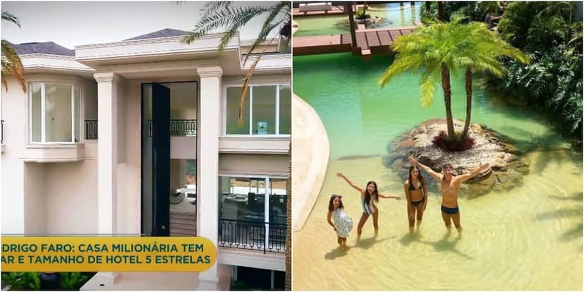 Mansão de Rodrigo Faro tem porta gigante e ilha particular. (Foto: Montagem/Reprodução) Mansão de Rodrigo Faro tem porta gigante e ilha particular. (Foto: Montagem/Reprodução)