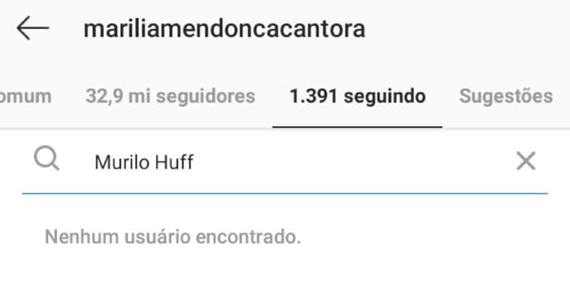 Marília Mendonça deixou de seguir Murilo Huff (Foto: Reprodução/ Instagram) Marília Mendonça deixou de seguir Murilo Huff (Foto: Reprodução/ Instagram)