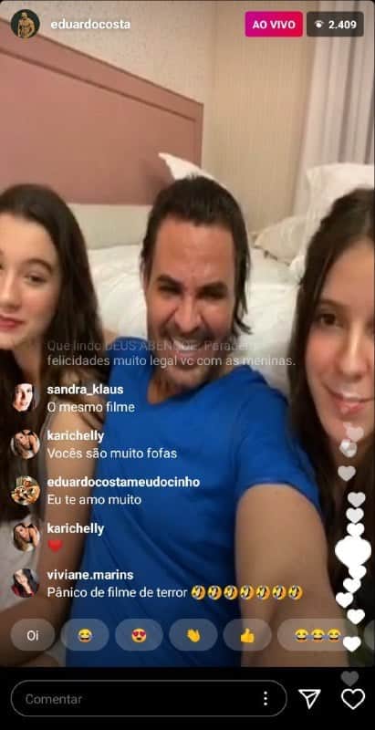 Eduardo Costa surgiu ao lado de Maria Eduarda, sua filha, e de uma amiga da menina (Foto: Reprodução/ Instagram) Eduardo Costa surgiu ao lado de Maria Eduarda, sua filha, e de uma amiga da menina (Foto: Reprodução/ Instagram)