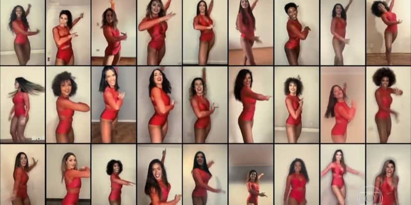Bailarinas do Faustão gravaram de casa recentemente (Foto: Reprodução/TV Globo) Bailarinas do Faustão gravaram de casa recentemente (Foto: Reprodução/TV Globo)