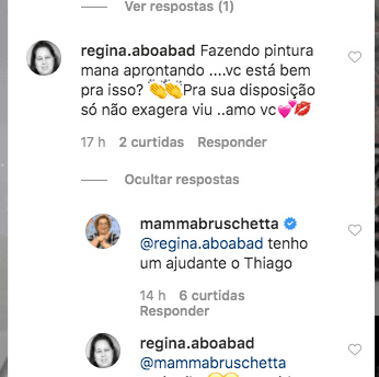 Print do comentário no Instagram de Mamma (Foto: Reprodução) Print do comentário no Instagram de Mamma (Foto: Reprodução)