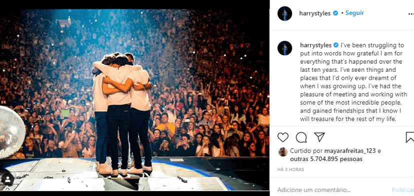 Compartilhamento feito por Harry Styles (Foto: Reprodução) Compartilhamento feito por Harry Styles (Foto: Reprodução)