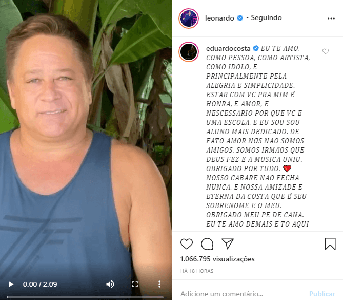 Leonardo e Eduardo Costa romperam a relação (Foto: Reprodução/ Instagram) Leonardo e Eduardo Costa romperam a relação (Foto: Reprodução/ Instagram)