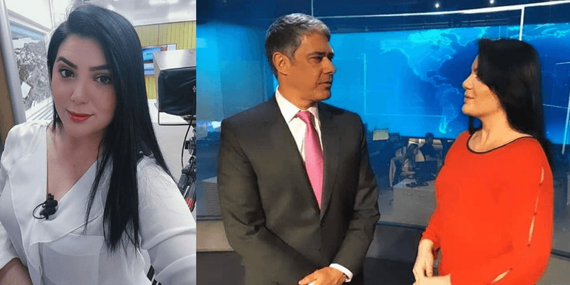 Ellen Ferreira na apresentação Jornal Nacional e com William Bonner (Foto: Montagem) Ellen Ferreira na apresentação Jornal Nacional e com William Bonner (Foto: Montagem)
