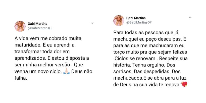 Gabi Martins faz declaração e pede desculpas por erros (Foto: Reprodução/Twitter) Gabi Martins faz declaração e pede desculpas por erros (Foto: Reprodução/Twitter)