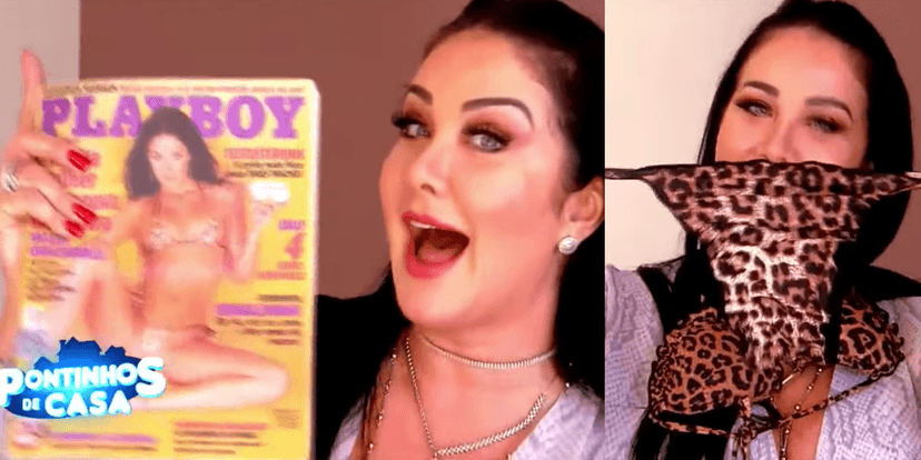 Helen Ganzarolli com revista da Playboy e calcinha (Foto: Montagem) Helen Ganzarolli com revista da Playboy e calcinha (Foto: Montagem)