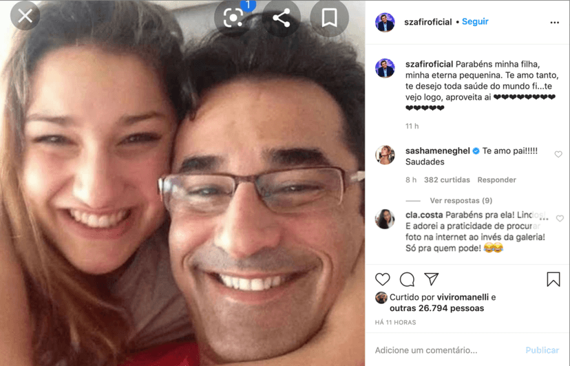 Instagram de Luciano Szafir com filha Sasha (Foto: Reprodução) Instagram de Luciano Szafir com filha Sasha (Foto: Reprodução)