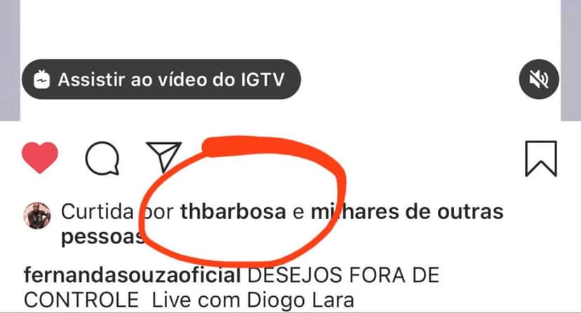 Print do live de Thiaguinho no conteúdo publicado por Fernanda Souza (Foto: Reprodução) Print do live de Thiaguinho no conteúdo publicado por Fernanda Souza (Foto: Reprodução)